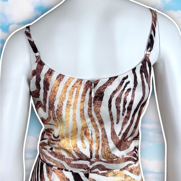 DRESS THE POPULATION Briella Zebra Print Mini Dress Cocktail Party Jungle Safari - Picture 9 of 15